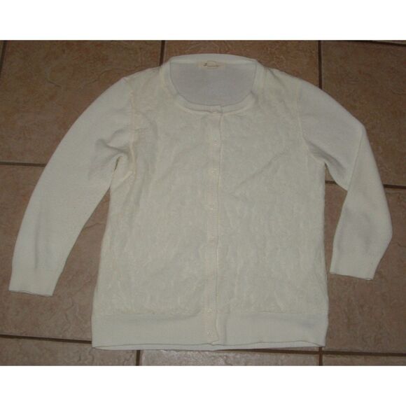Ivory Jr Sz Large Casual or Dress Soft Lace Front Cardigan Sweater FOREVER 21 - Picture 1 of 2